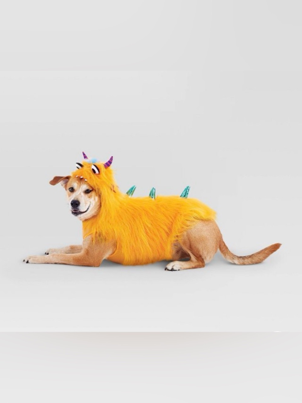 Furry Monster Dog Costume large with Green Spine Accents up to 80 pounds new